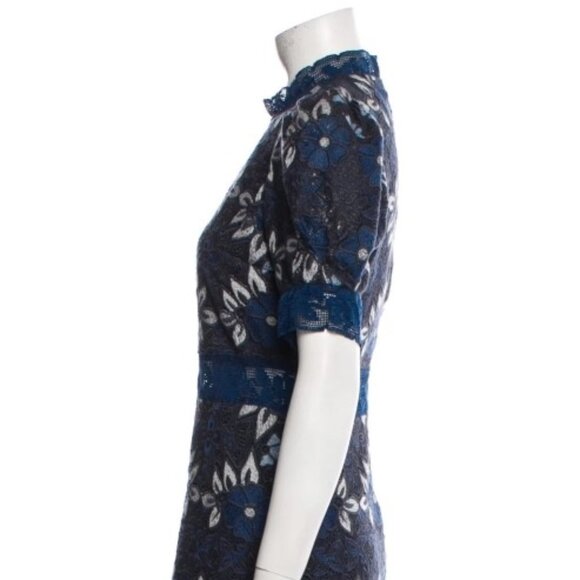 Sea New York A-line Blue Lace Pattern Mini Dress Size: XS | US 0 (Orig. $420) - Picture 2 of 4
